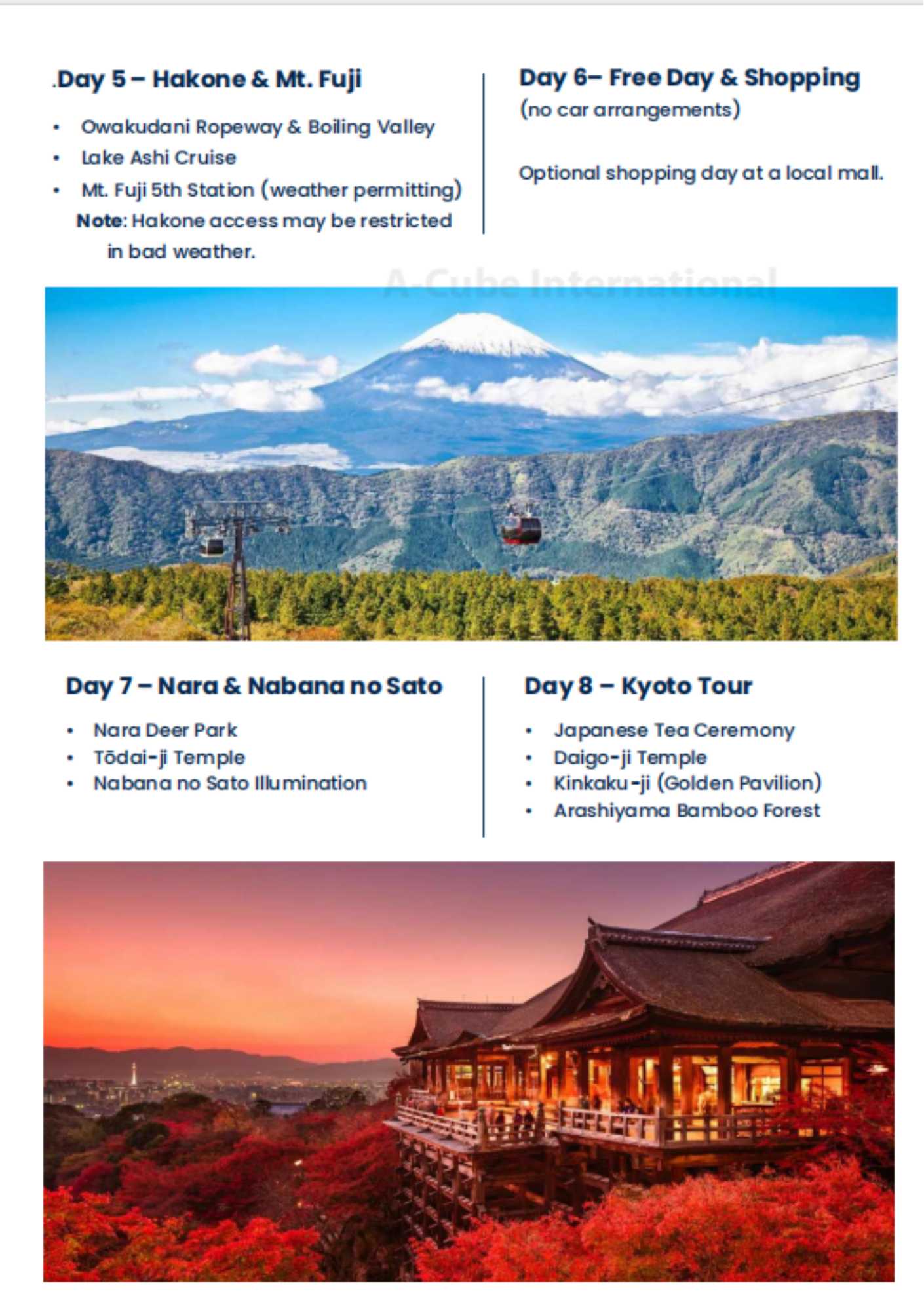 Japan Tour Itinerary Page 7